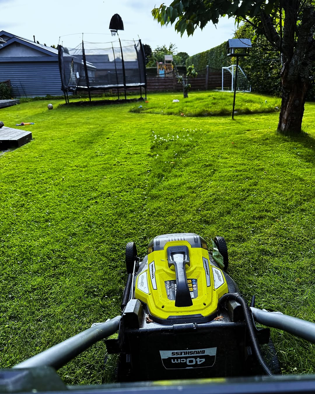 🐶✂️ #DagensEventyr med Bahloo! 🦸‍♂️🌿 I dag var Bahloo og jeg ude og slå græs. 🏡 Han hader græsslåmas