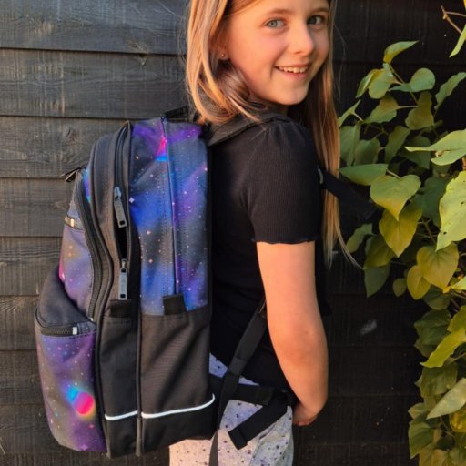 JEVA Square i Jupiter-print – en rummelig og ergonomisk skoletaske til de større skolebørn