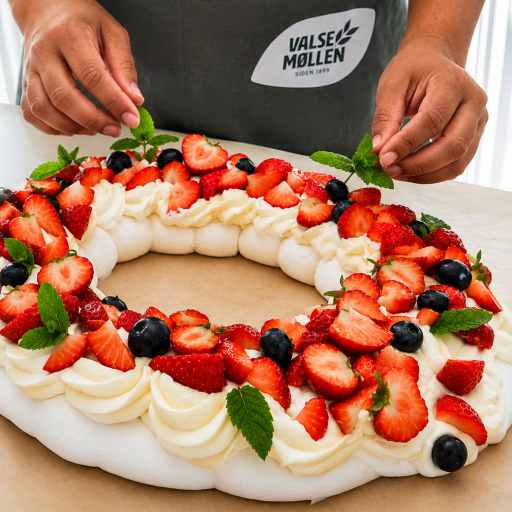 Valsemøllen Sommermarengs gør det nemt at servere en flot pavlova – der skal kun tilsættes vand